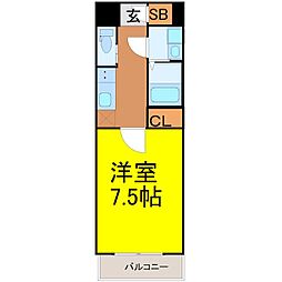 名鉄名古屋本線 堀田駅 徒歩2分の賃貸マンション 3階1Kの間取り