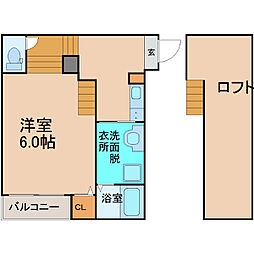 ハーモニーテラス神前II 2階1SKの間取り