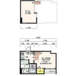 シエルマール柳ヶ枝町 1階1SKの間取り