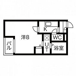 エル前之輪 3階1Kの間取り