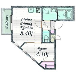 名古屋市営桜通線 新瑞橋駅 徒歩9分の賃貸アパート 1階1LDKの間取り