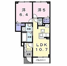 カーサ　ミオ　I 1階2LDKの間取り