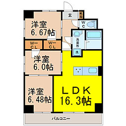 S-FORT鶴舞reale 3階3LDKの間取り