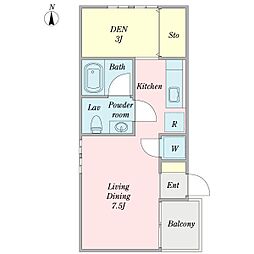 名古屋市営桜通線 新瑞橋駅 徒歩4分の賃貸アパート 3階ワンルームの間取り