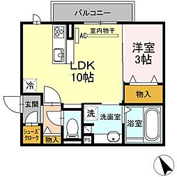 JR東海道本線 南大高駅 徒歩10分の賃貸アパート 2階1LDKの間取り
