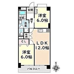 グリーンシティ瑞穂 4階2LDKの間取り