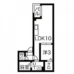 ヴィラ前之輪 1階1LDKの間取り