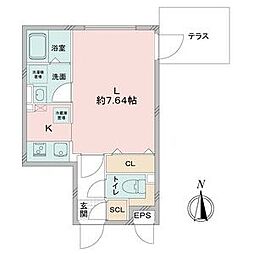 名古屋市営鶴舞線 御器所駅 徒歩2分の賃貸マンション 1階1Kの間取り