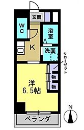 EXE原 9階1Kの間取り