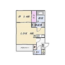 AMLUXII 3階1LDKの間取り