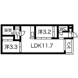 REGALEST堀田 3階2LDKの間取り