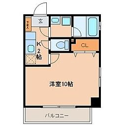 名古屋市営名港線 日比野駅 徒歩4分の賃貸マンション 2階1Kの間取り