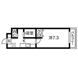 A・city七条 2階1Kの間取り