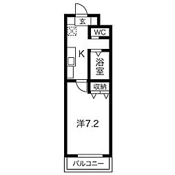 A・City港陽 4階1Kの間取り