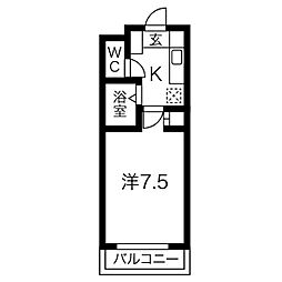 Be-House 3階1Kの間取り