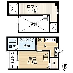 charmant 1階1SKの間取り