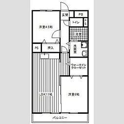 エスポアール井口 2LDKの間取図画像