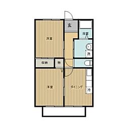 パビヨン鳴海 2DKの間取図画像
