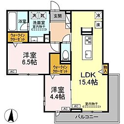 セレスティア檀溪通 2LDKの間取図画像
