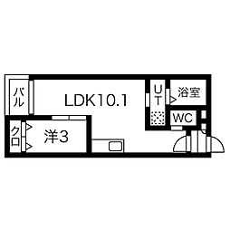 Warrennakashiota1 1LDKの間取図画像