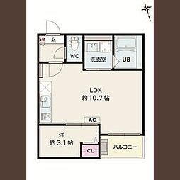 Jack urasatoIV 1LDKの間取図画像