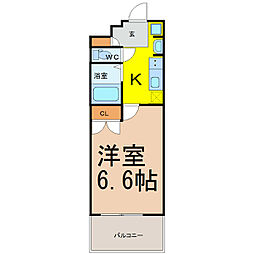 パルティール御器所 1Kの間取図画像