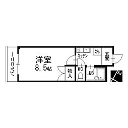 コーポノリクラA 1Kの間取図画像