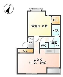 プレシャス 1LDKの間取図画像
