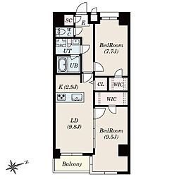 S-RESIDENCE神沢afford 2LDKの間取図画像