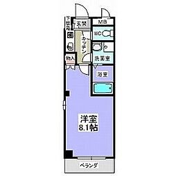 アベニール佃 1Kの間取図画像