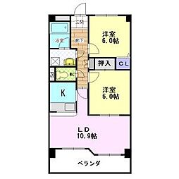 第6田中ビル 2LDKの間取図画像