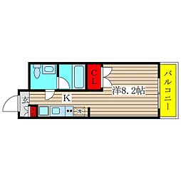 グランデ六番町 1Kの間取図画像