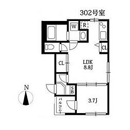 ハーモニーテラス二番7 1SLDKの間取図画像