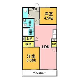 シャルム美郷 2LDKの間取図画像