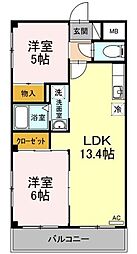 ダイワハウス外山 2LDKの間取図画像