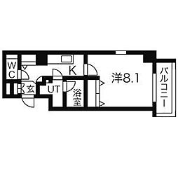 プロシード吹上 1Kの間取図画像