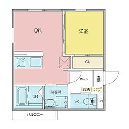 ベネフィス観音町 1LDKの間取図画像