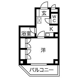 ラ・メゾン・ヴェール 1Kの間取図画像