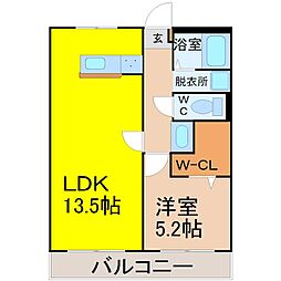 清風マンション 1LDKの間取図画像