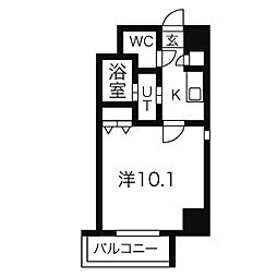ヒルズストーン徳重 1Kの間取図画像