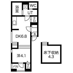 ハーモニーテラス伝馬 1SDKの間取図画像