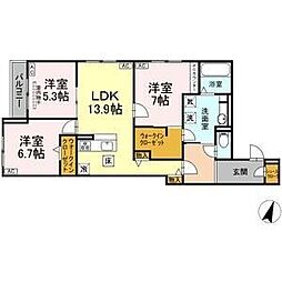 ルヴィータ川名山町 3LDKの間取図画像