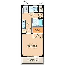 スペリア瑞穂 1Kの間取図画像