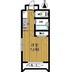 グランベール安田通 1Kの間取図画像