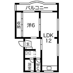 サニーウェル 1LDKの間取図画像