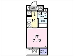 ラシュレ 1Kの間取図画像