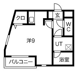 フェリシア桜本町 ワンルームの間取図画像
