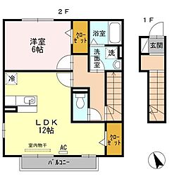 プリムローズ 1LDKの間取図画像