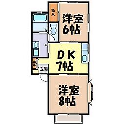エステート八事B 2DKの間取図画像