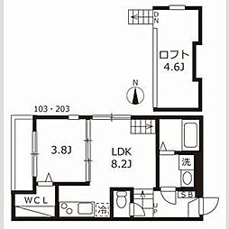 ハーモニーテラス・ワカ 1SLDKの間取図画像